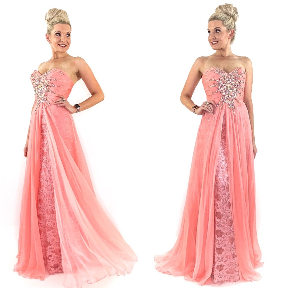 Glam Pageant Prom Dress with Overlay Skirt - Picture 5 of 8